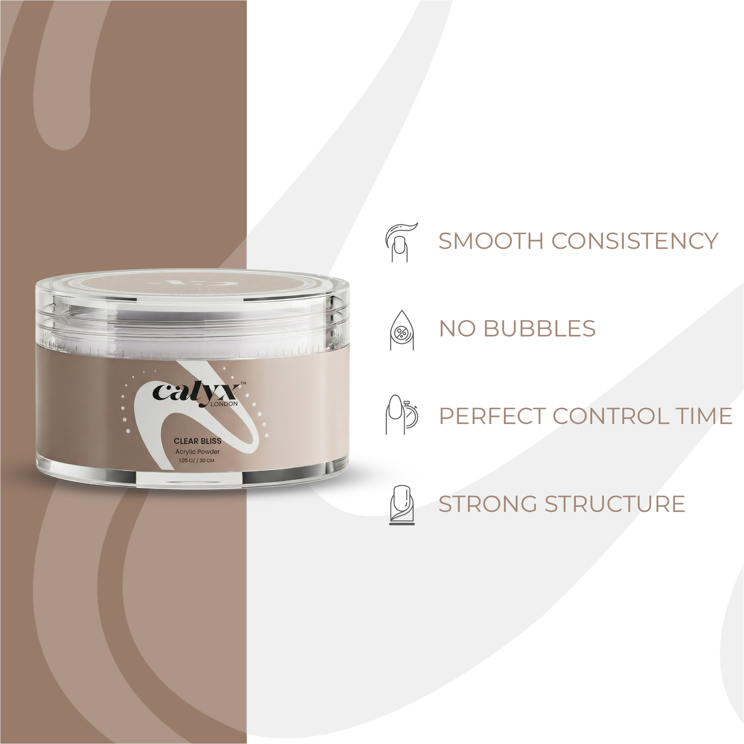 Acrylic Powder Clear Bliss | 30gm - Calyx Nails India