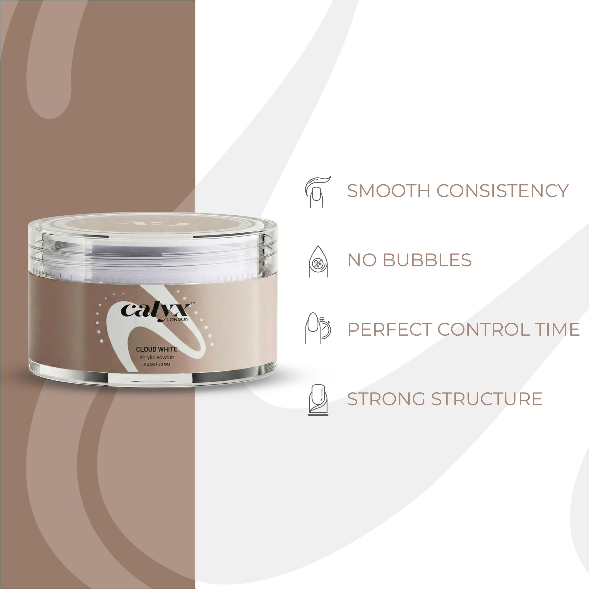 Acrylic Powder Cloud White | 30gm - Calyx Nails India