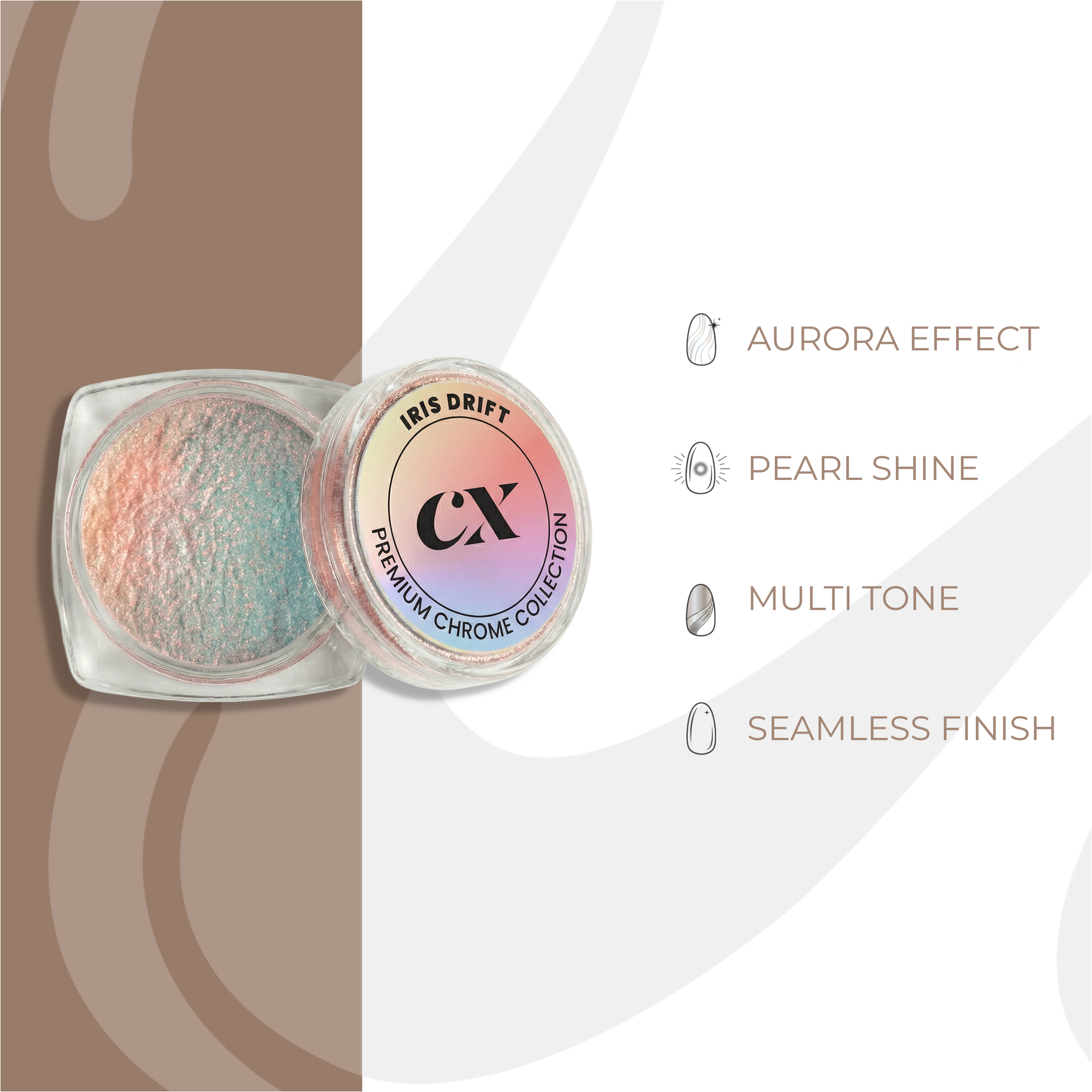 Iris Drift Aurora Chrome Powder | DC - 021 - Calyx Nails India