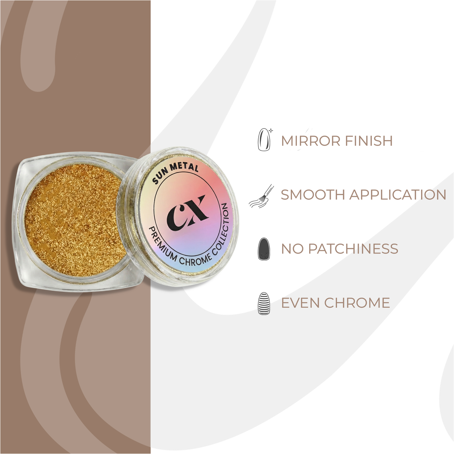 Sun Metal Chrome Powder | CR - 008 - Calyx Nails India