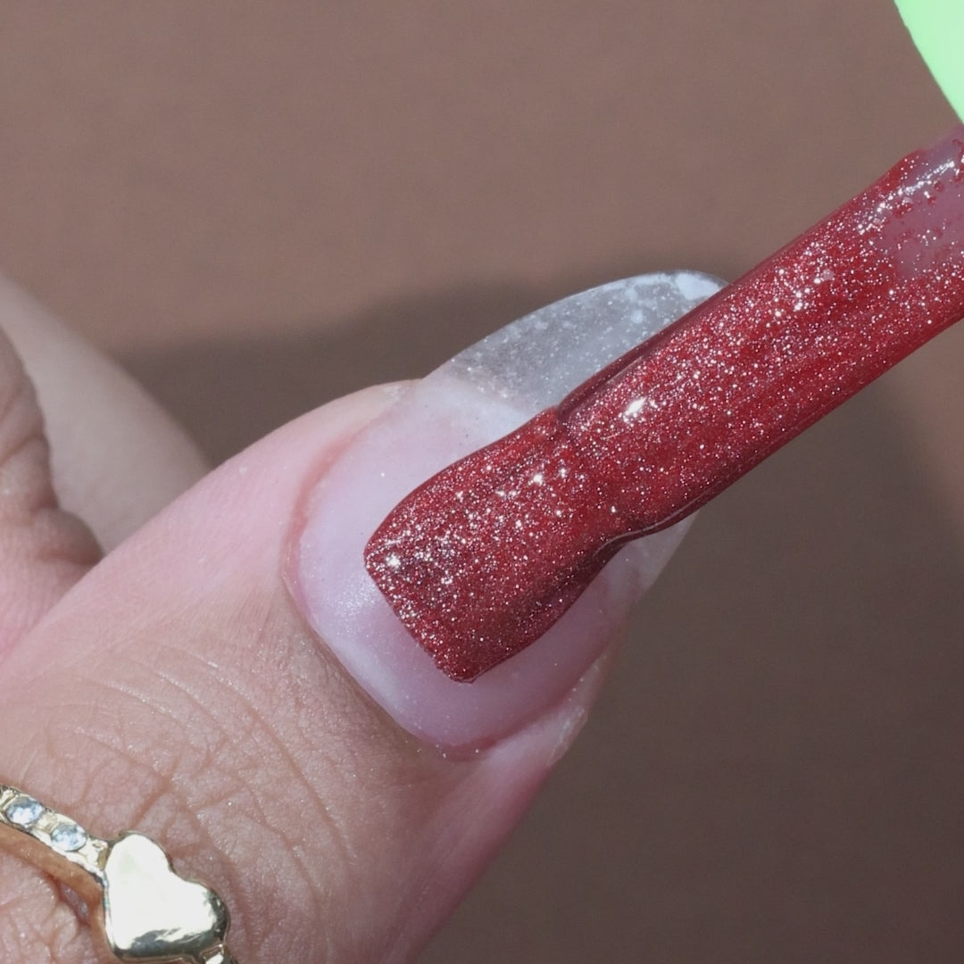 Red Obsession Starfall Cat-Eye Gel Polish | 221 | 15ml - Calyx Nails India
