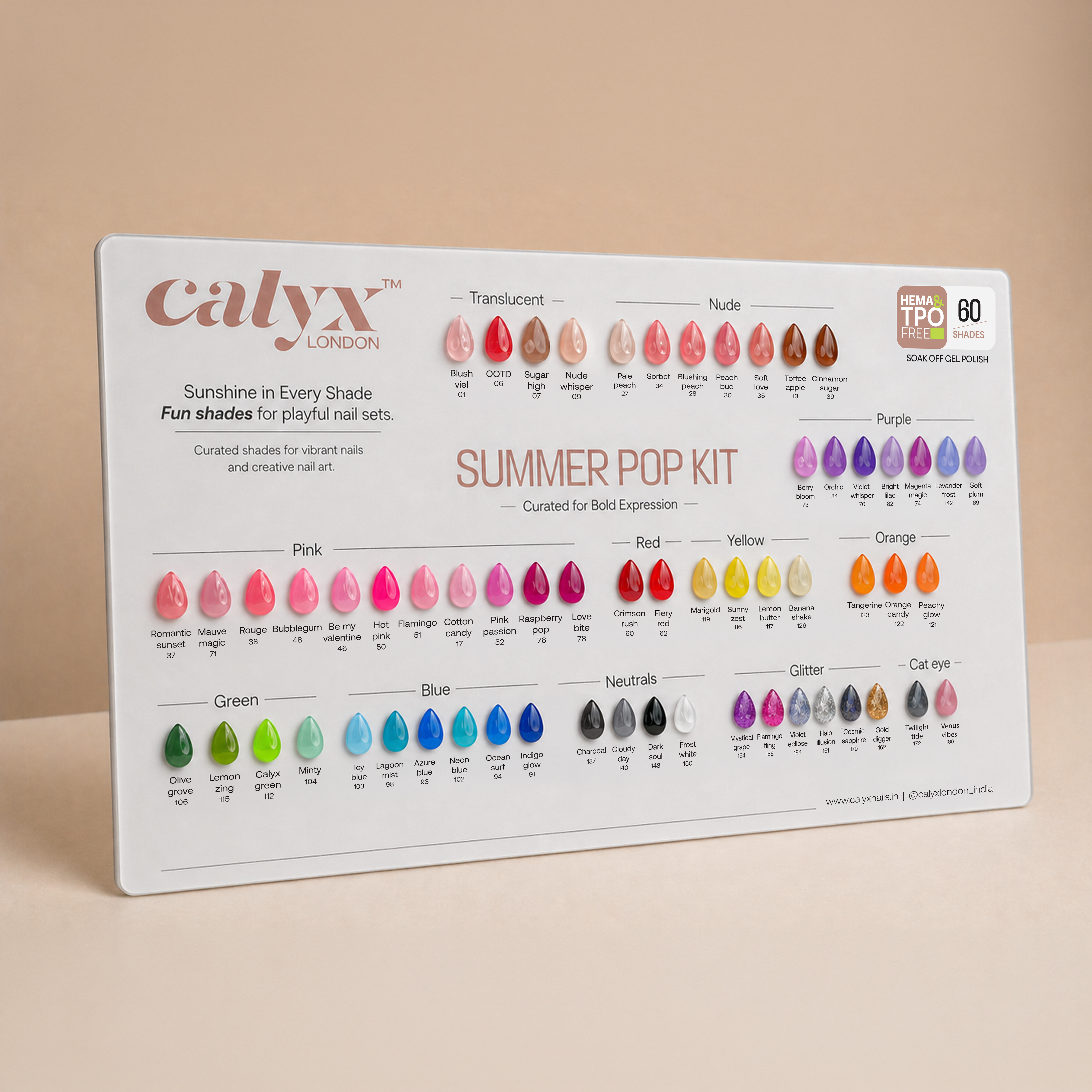 60 Shades Summer Pop Gel Polish Kit - Calyx Nails India